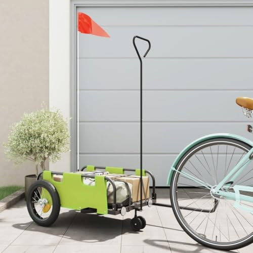ShGaxin Fahrradanhänger Grün Oxford-Gewebe und Eisen, Fahrrad Anhänger, Lastenanhänger, Handwagen, Fahrrad-lastenanhänger, Lastenfahrrad - 94186