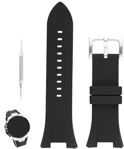 XIW Kompatibel mit 32 mm × 14 mm Armani Exchange AX1040 AX1041 AX1042 Gummi-Uhrenarmband, Ersatz für Herren, Silikon-Armband für Damen, Schwarz