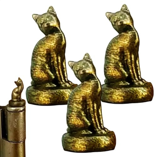 Cat Hinge Head, 3Pieces Cat Gargoyle Magent Door Hinge Home Decoration, Cat Hinge Caps Decorative Topper Magnetic, Cat Vintage Door Hinge Pin Topper, Cat Door Hinge Topper for Women Men Animal Lovers