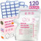WB® - 120 BOLSAS Almacenamiento de Leche Pre-esterilizadas y PEGATINAS - 250ml Bolsa Leche Materna Para Congelar con Boquilla Dispensadora - Libre de BPA - Bolsa Auto-Portante - Ahorro de Espacio