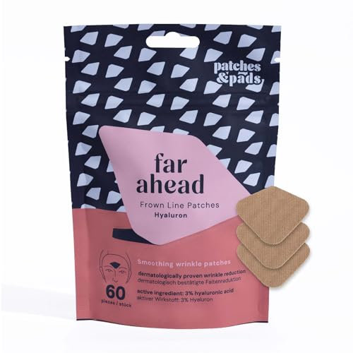 Patches & Pads Zornesfalte Pflaster aus Baumwolle mit Hyaluron 60 Stück - Extra stark haftend - Zornesfalte glätten, Anti Falten Pflaster, Gesichtstape gegen Falten - Dermatologisch getestet