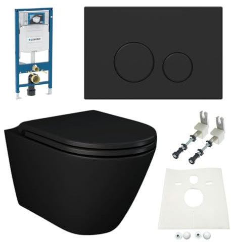 HGMBAD Set Geberit Spülkasten Sigma Nero WC spülrandlos schwarz matt Komplettset