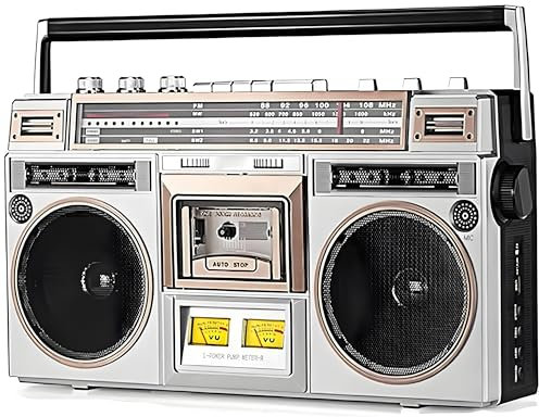 Bluetooth-Player mit AM/FM-Radio, Bass-Boost, eingebauter Lautsprecher, Retro-Stil der 80er Jahre, SD/USB-Eingang, perfekt für Familientreffen und Reisen