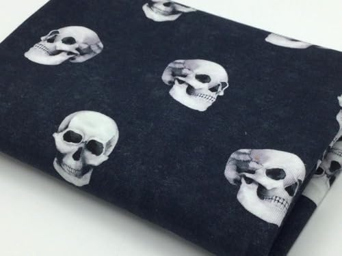 Jersey Stoff | Ökotex | Motive für Jungen | ab 50 cm | zum Nähen von Baby- und Kinderkleidung (Skulls, navy)