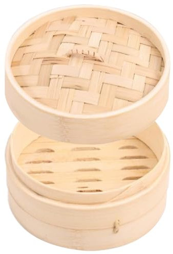 Bamboo Panier à vapeur panier à vapeur en bambou une seule couche 18 cm chinois Rack de pour la somme de cuisson asiatique, boulettes, légumes, riz poisson Brun Bamboo