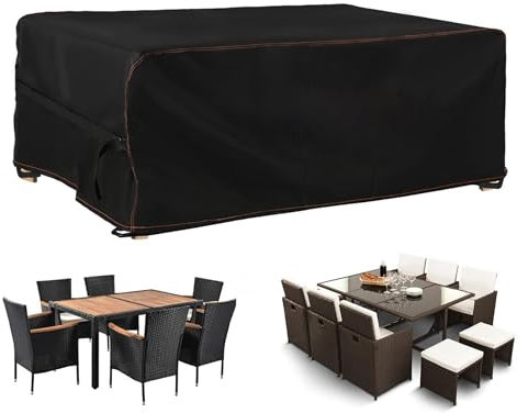 Enzeno garden furniture covers waterproof for outside,180x120x74cm outdoor furniture cover 210D oxford fabric outdoor square table cover with buckle strap,rattan patio cube set covers