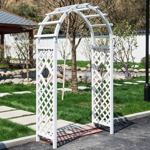 AJTXCSFOQL Wetterbeständig Rosenbogen Holz Torbogen 120 140 160 180 200 cm, Gartenbogen für Kletterpflanzen Jasmin, Weiß Rankbogen für Hochzeit Party Gartendeko(W140xH225cm)
