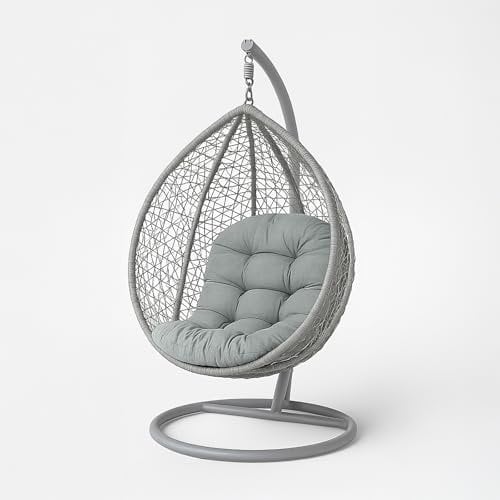 HOMESCAPES Egg Chair Cushion, Thick & Plush Hanging Basket Swing Chair Cushion 100% Cotton Cover for Canopy Swings, Hammock, Garden Patio Indoor Outdoor, Breathable, Round 80 x 120cm - Grey