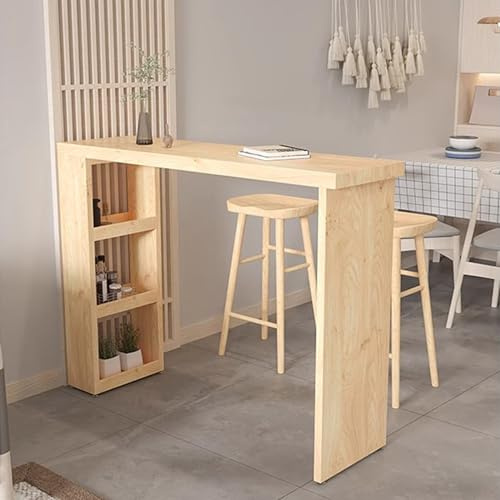JOSIAHCQ Bartisch Küche Stehtisch Holz Bar Tisch mit offenen Fächern für Haus Taverne Esszimmer(nur Tisch)(100cm/39.4in)