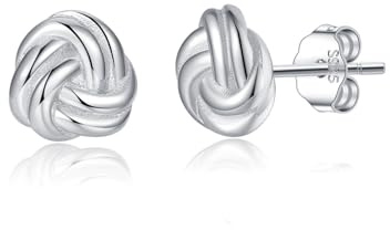 SLUYNZ 925 Sterling Silber Liebe Knoten Ohrringe Ohrstecker für Damen Mädchen Minimalistische Ohrstecker Post