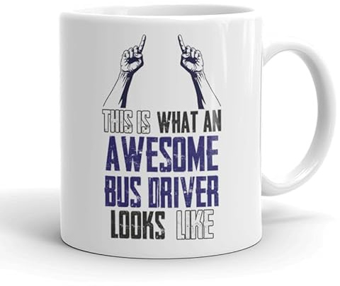 VIROSA Funny Bus Driver Mug – “This is What an Awesome Bus Driver Looks Like” – Gift for Public Transport Staff – 11oz Mug