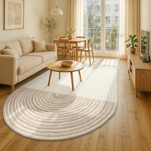 Schöner Wohnen Kollektion Teppich Wohnzimmer 160 x 230 cm - Abgerundetes Design - Natürlicher Kurzflorteppich - Weicher Schlafzimmerteppich - inkl. Anti-Rutsch Teppichvlies
