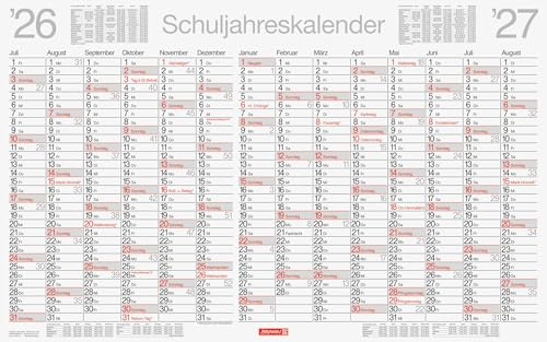Schuljahreskalender 2026/2027 abwischbar | 750×470 mm: 1 Seite = 14 Monate ; Kalendarium: Juli 2026 bis August 2027