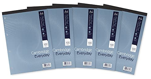 Cambridge A4 Refill Pad, 1-5-10 mm Graph Ruled, 100 Page, Pack of 5 100080197