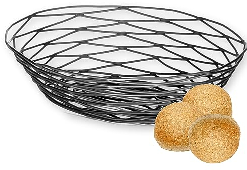 Tablecraft Artisan Collection Oval Black Powder Coated Metal Basket, 23 cm x 15 cm x 6.5 cm, 23 x 15 x 6.5 cm
