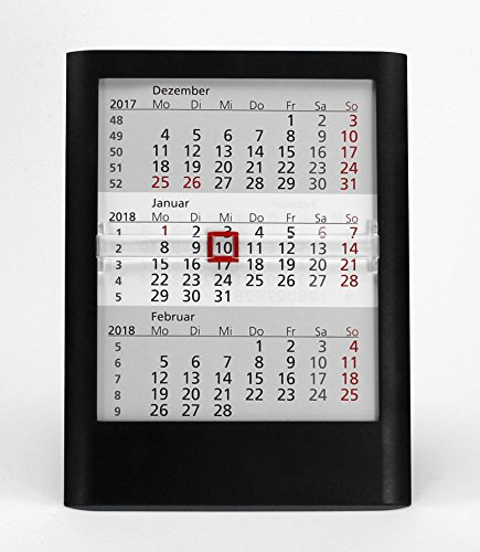 HiCuCo 3-Monats-Tischkalender für 2025 + 2026 + 2027 - Aufstellkalender - TypW1 - Farbvariante Schwarz