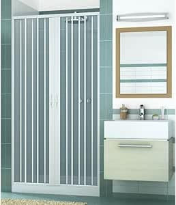 BOX DOCCIA IN PVC A SOFFIETTO BIANCO 1 LATO APERTURA CENTRALE MISURA DA 70 CM 80 CM 90 CM 100 CM 110 CM 120 CM 130 CM 140 CM 150 CM 160 CM 170 CM 180 CM 190 CM 200CM MADE IN ITALY (70 xh185cm)