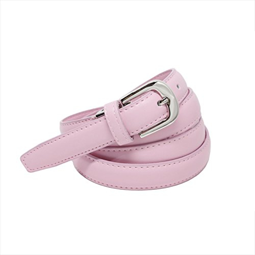 YEHMAN klassischer dünner damen Ledergürtel breite 2 cm Länge 120 cm kürzbar Rosa