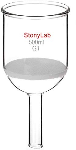 stonylab Imbuto Filtrante Buchner in Vetro Borosilicato con Fritta Grossolana (G1) Buchner Funnel, Diametro Interno 94mm, Profondità 100mm (500ml)