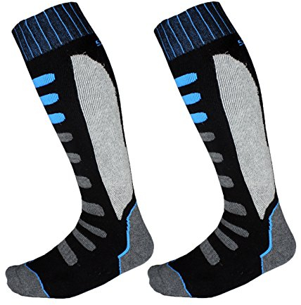 Barrageon Unisex Skisocken Snowboardsocken Outdoor Sportsocken 2 Paare (SRD01) - Schwarz/Blau(EU 39-42)
