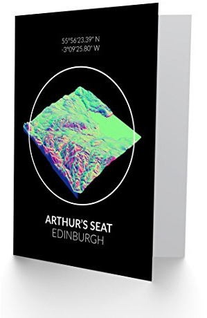 Wee Blue Coo Arthurs Seat Edinburgh Scotland Topography Mountain Greetings Card