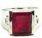 Jewelryonclick Damen Herren Unisex - Sterling-Silber 925 Sterling-Silber 925 Smaragdschliff Natürlicher Rubin