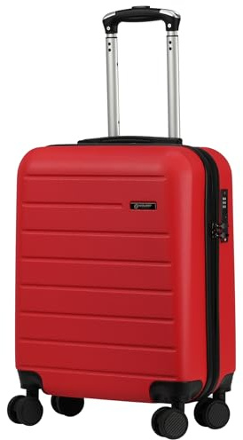 Rocklands® Lightweight 4 Wheel Hard Shell Luggage Suitcase Ryanair Cabin Travel Bag 55x40x20cm - ABS822 (Red)