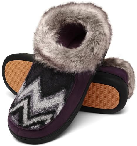 Mishansha Zapatillas Casa Mujer Invierno Pantuflas Antideslizantes Zapatillas de Andar por Casa Memory Foam Slippers para Mujer Morado,Gr.38 EU