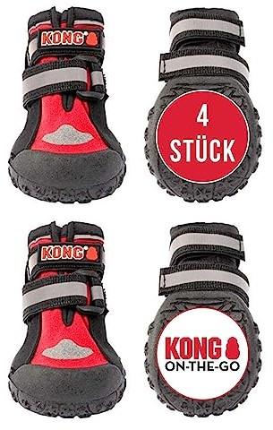 KONG Sportschuhe für sehr große Hunde 4 Stück in Größe XL I Hochwertiger Pfotenschutz mit Polsterung I Bequemer Tragekomfort für Hunde I Einfache & sichere Nutzung I Robustes & waschbares Material
