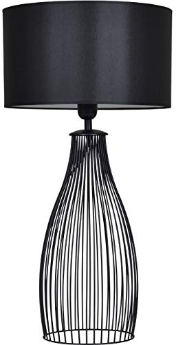 Light-Home Lampenschirm Tischlampe Modern - Elegante Nachttischlampe für Schlafzimmer Wohnzimmer - Tischleuchte E27 65x35 cm – Schwarz/Schwarz