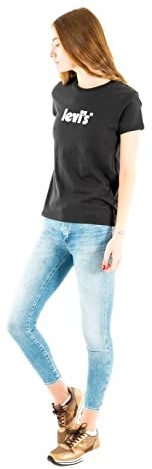 Levi's Damen The Perfect Tee T-Shirt,Seasonal Poster Logo T2 Caviar,XS