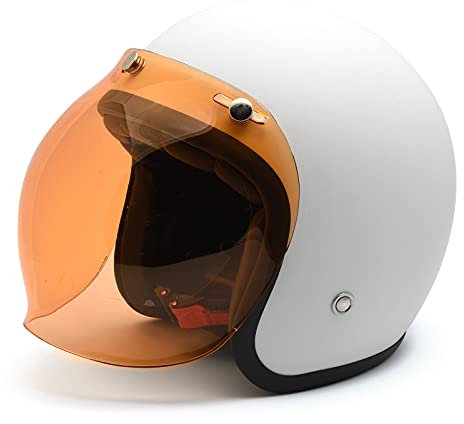 Visiera a bolle arancione con bottoni automatici regolabili per caschi jet e integrali