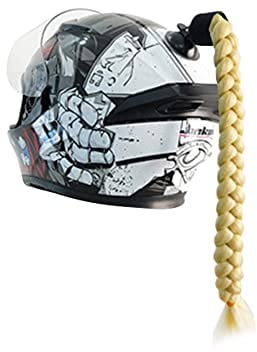 iSpchen Motorradhelm Abnehmbarer Pferdeschwanz Motorräder Helm Dekorieren Zöpfe Retro Motorrad Helm Zöpfe mit Saugnapf Dekoration Haarschmuck für Fahrrad Motorrad Roller Helm Zubehör,Hell Gold