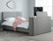 happybeds TV Bed, Plaza Grey Fabric Electric Media TV Bed in 2 Sizes and 4 Mattress Options (4FT6 - Frame Only, Grey)