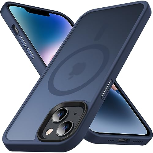 Anqrp Magnetic for iPhone 14 Case/iPhone 13 Case, Compatible with MagSafe Translucent Matte Hard Back Slim Fit Phone Cases Cover Protective Shockproof 6.1, Blue
