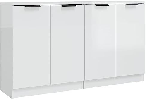vidaXL 2X Sideboard mit Türen Kommode Anrichte Schrank Beistellschrank Mehrzweckschrank Standschrank Hochglanz-Weiß 60x30x70cm Holzwerkstoff