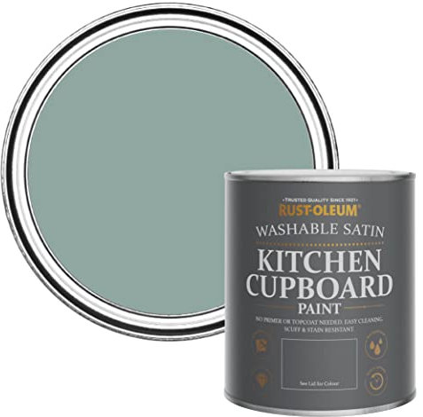 Rust-Oleum Peinture Bleue pour Meubles de Cuisine, Finition Satinée - Bleu Gris 750ml