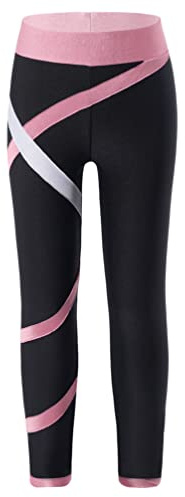 TiaoBug Mädchen Metallic Sporthose Sport Leggings in schönen Kontrastfarben Laufen Tights Fitness Yoga Pants