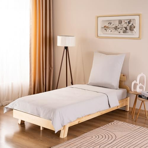 GD Home %100 Baumwolle Bettwäsche Set / 1 Hochwertige Atmungsaktive Renforce Bettbezug 140 x 200 cm + 1 Kopfkissenbezug 80 x 80 cm / 2teilig Deckenbezug/Hellgrau