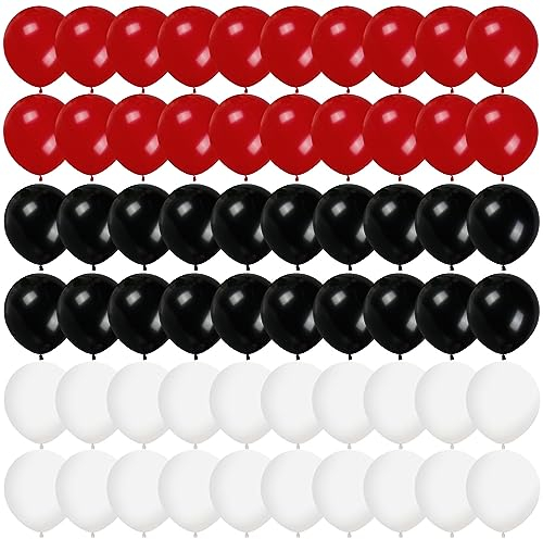 60 Stück 30,5 cm rote, weiße und schwarze Luftballons, rot, schwarz und weiß, Latexballons, Helium-Latex-Ballons für Geburtstag, Hochzeit, Abschlussfeier, Casino, Poker, Karte,