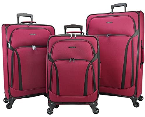 Dejuno Oslo Gepäck-Set, leicht, erweiterbar, 3-teilig, Burgunder, 3-Piece Set, Oslo 3-teiliges leichtes, erweiterbares Spinner-Gepäck-Set
