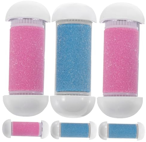 BIUDECO 6 Stück Ersatz Rollenkopfsatz Fußpflegewerkzeug Wasserfest Kunststoffmaterial Ergonomisch Für Elektrisches Fußpeeling Tool Rosa Und Blau