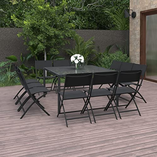 Festnight Gartenmöbel Set 12 Personen Sitzgruppe Garten Essgruppe Gartentisch Set mit 12 Stühlen Klappbar Gartengarnitur Esstisch Sitzgarnitur Stahl