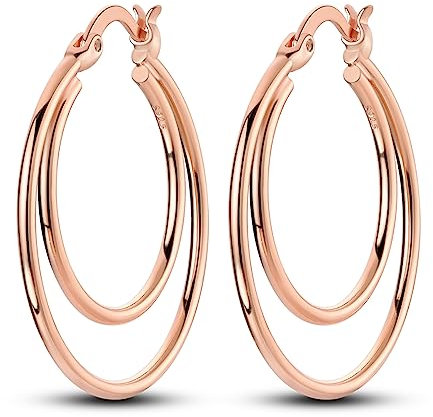 NARMO 925 Sterling Silver Hoop Earrings for Women Big Simple Hoops Rose Gold Double Hoop Earrings Jewelry Gifts Silver Hoops