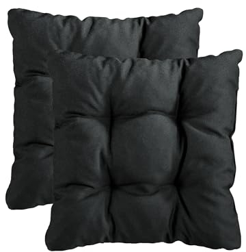 Traumnacht Stuhlkissen Cozy 2er Set, Bequeme Sitzkissen für Gartenstuhl, Küche oder Esszimmer, Indoor u. Outdoor, 38 x 38 x 6 cm, schwarz