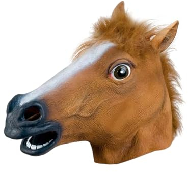 1 Stück Pferdekopfmaske, Tierhaube, Lustige Kapuze, Pferdekopfmaske, Latexhaube, Rollenspiel, Partykostüm-Requisiten, Halloween-Kostümmaske, Foto-Requisiten, Geeignet Für Halloween Ostern (Braun)