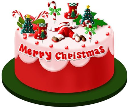 Cute Cake Toppers - Santa, Tree, Candy, Sock & Cupcake Decorations for Christmas