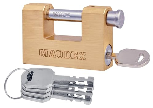 Maudex® MBX/70 [Laiton] Cadenas extérieur robuste pour conteneurs - [Anti-perçage, anti-crochetage] - Utilisé également comme cadenas de sécurité pour garage, hangar, moto