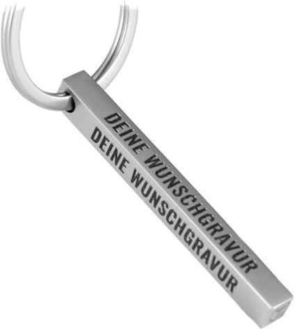 Tidero Cuboid Schlüsselanhänger mit Wunschtext personalisierbar - Weihnachten Geschenk aus Edelstahl - Gravur Wunschgravur Männer Frauen - Quader personalisiert - Silber (matt) (2-seitig)