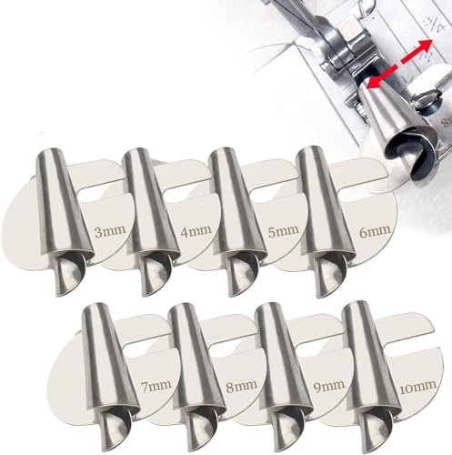 Nähfuß für gerollten Saum, passend für Brother-Nähmaschine, mit 8 Größen (3 mm-10 mm), Edelstahl-Nähfuß für gerollten Saum, 8 Stück